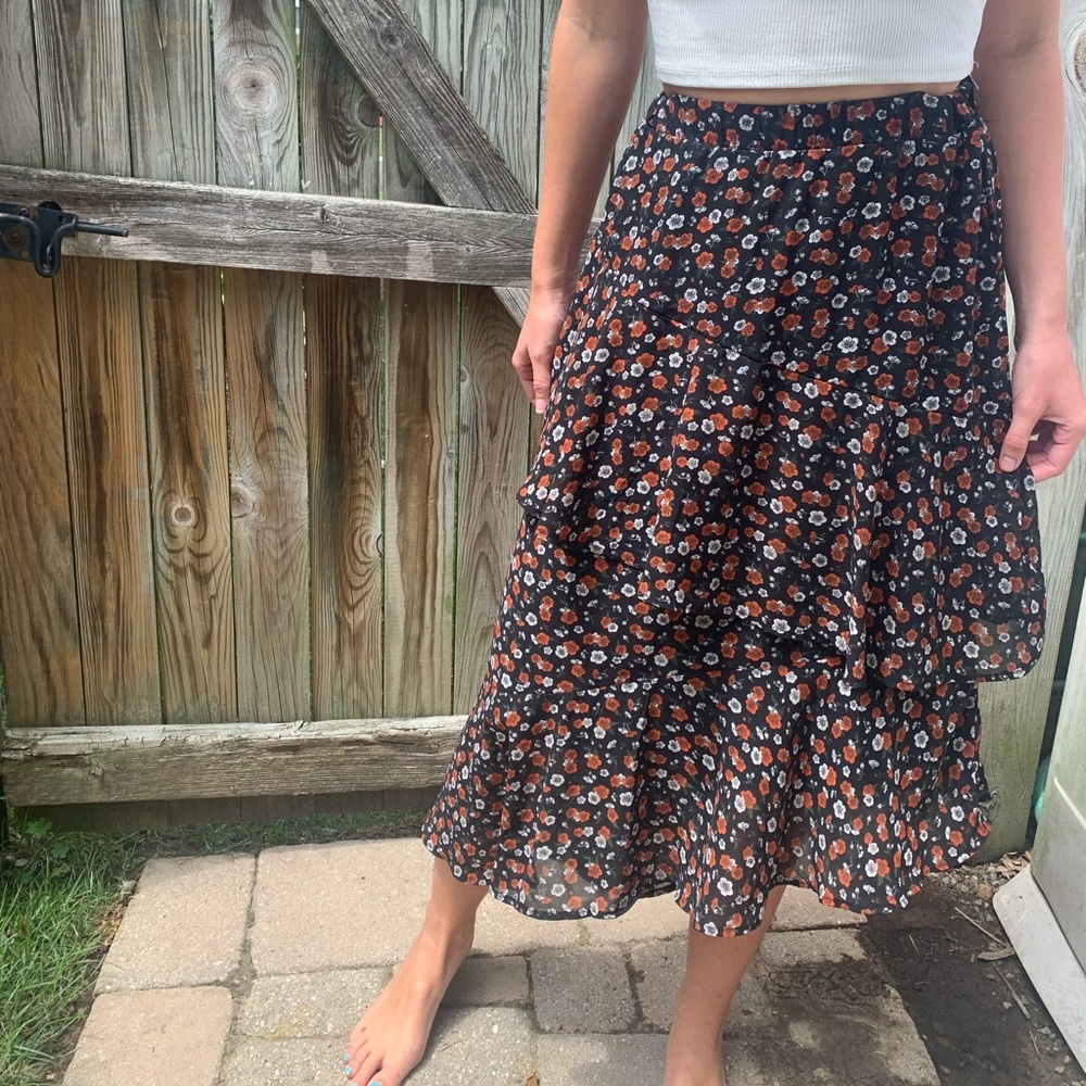 Wild Fable Asymmetrical Midi Skirt